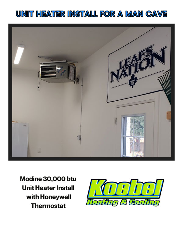 Modline 30,000 btu Unit Heater Install with Honeywell Thermostate