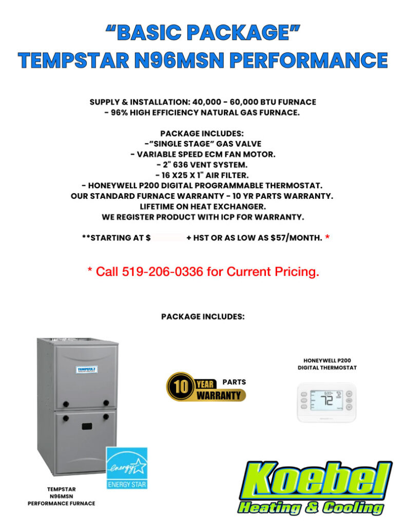 Basic Package - Tempstar N96MSN Performance Furnace
